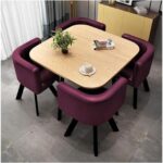 Table Set，Table & Chair Sets Modern Conference Room Table Business Coffee Table Office Reception Table Small Meeting Room Dining Table Set, Simple Coffee Table and Chair Set Space-Saving Furniture (C