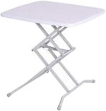 Tables Folding Adjustable Height Steel Tube Portable Personal Garden Home Space Saving Furniture Coffee Table (Size : White) Small Gift