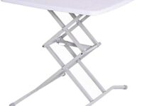 Tables Folding Adjustable Height Steel Tube Portable Personal Garden Home Space Saving Furniture Coffee Table (Size : White) Small Gift