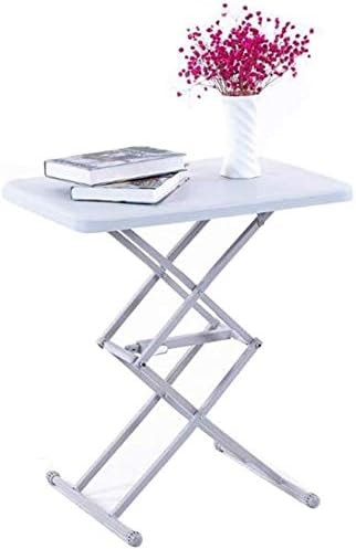 Tables Folding Portable Adjustable Height Personal Reliable Steel Tube Garden Home Space Saving Furniture Coffee Table (Size : White) Small Gift