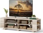 Tangkula TV Stand Modern Wood Storage Console Entertainment Center for TV up to 60", Home Living Room Furniture with 8 Open Storage Shelves (White Oak)