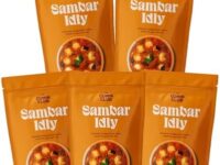 The Cumin Club Ready to Eat Sambar Idly Instant Curry – Comfort Indian Food with Rice Cakes, Lentils & Vegetables – Vegetarian Meals Ready to Eat (Pack of 5)