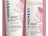 The Honest Company 2-in-1 Cleansing Shampoo + Body Wash and Face + Body Lotion Bundle | Gentle for Baby | Naturally Derived | Sweet Almond Nourish, 18.5 fl oz