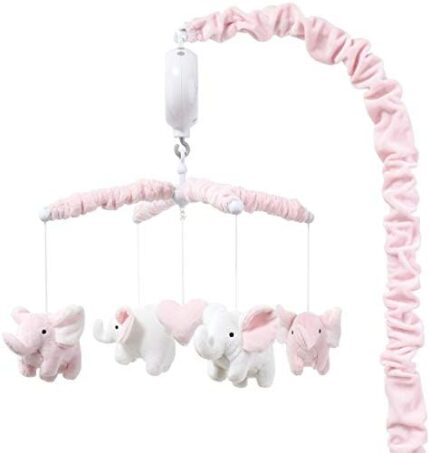 The Peanutshell Pink Elephant Musical Crib Mobile - Digital Music Box with 12 lullabies