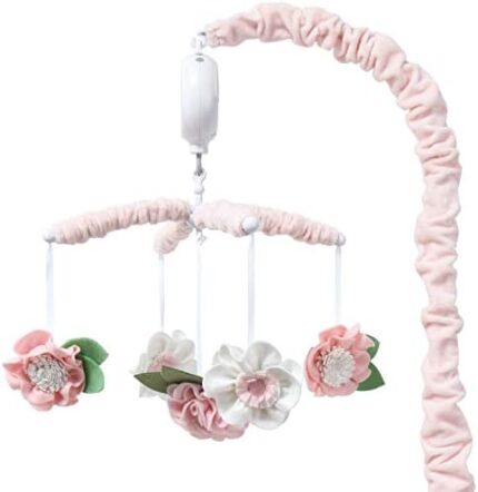 The Peanutshell Pink Floral Musical Crib Mobile for Baby Girls | Digital Music Box with 12 lullabies