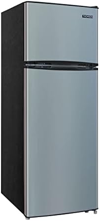 Thomson TFR725 2 Door Apartment Size Refrigerator with Freezer and Rounded Chrome Corners, 7.5 cu. ft, Platinum, Stainless