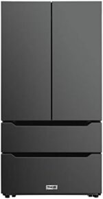 Thor Kitchen 22.5 cu. ft. 4-Door French Door Refrigerator with Recessed Handle in Black Stainless Steel, Counter Depth