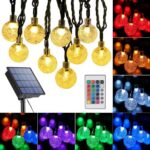 Toodour Solar Globe Lights Outdoor, 36ft 60 LED Color Changing Solar String Lights with Remote, Waterproof Crystal Ball Solar Patio Lights for Garden, Gazebo, Porch, Yard, Bistro - RGB