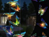 Toodour Solar Wind Chimes, Color Changing Solar Butterfly Wind Chimes, LED Decorative Mobile, Waterproof Solar Outdoor Lights for Patio, Balcony, Window, Garden, for Mom/Grandma