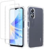 Tothedu Phone Case for Oppo A17 4G 2022/Oppo A17k 4G CPH2477 with Tempered-Glass Screen Protector, Clear Full Body Protective Hard PC Shell TPU Bumper Cover Cases for Oppo A17 4G Clear