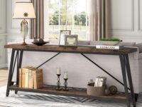 Tribesigns 70.9 Inches Extra Long Sofa Table Behind Couch, Industrial Entry Console Table for Hallway, Entryway & Living Room, Dark Brown