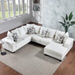 U Shaped Sectional Couch with Chaise Modern Oversized Sectional Sofa Comfy Cloud Couch with Deep Seat Velvet Corner Couch for Living Room Apartment Office, White