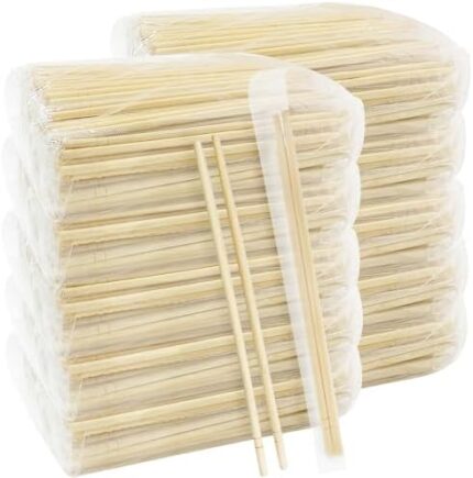 UEJYWUY 1000 Pairs 8 Inch Disposable Chopsticks, Separated Sleeved Individually Clear Packaged Wrapped Disposable Bamboo Chopsticks, Bamboo Wooden Chopsticks for Noodles, Sushi, Asian Food