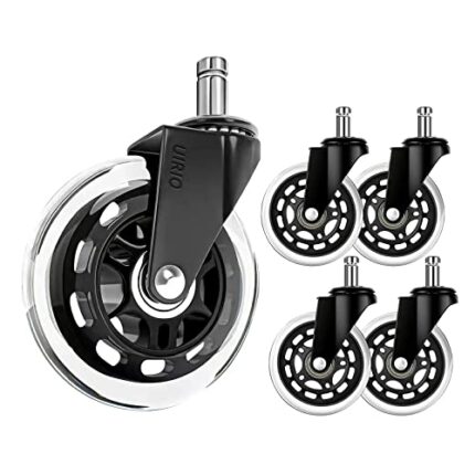 UIRIO Office Chair Wheels - Set of 5 Heavy Duty Casters for Home Office - Universal Stem Size for All Floors - Smooth & Quiet Rolling - Protects Hardwood Floors - Easy Replacement Caster Wheels