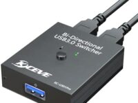 USB 3.0 Switch Selector, Bidirectional USB Switch 2 in 1 Out or 1 in 2 Out, MLEEDA USB Switcher for 2 Computers Share Keyboard, Mouse, Scanner, Printer