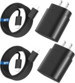 USB C Charger Block, 2 Pack 25W Type-C Super Fast Charging Wall Charger with 6Ft Type C to C Cable for Samsung Galaxy S24/S24 Ultra/S24 Plus/S23/S22/S21/Z Fold 3/4/5