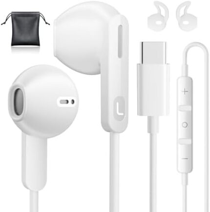 USB C Headphones, Type C Wired Earbuds for iPhone 15/15 Pro/ 15 Pro Max Headphones with Microphone Noise Isolation Stereo Wired Earphones for Samsung Galaxy S24 S23 Ultra S22 S21 S20 Plus Android