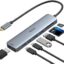 USB C Hub, 7 in 1 USB C Multiport Adapter for MacBook Pro/Air, Mac Dongle with 4K HDMI, 100W PD, USB C Data Port and 2 USB 3.0 Port, SD/TF Card Reader for MacBook Pro/Air, Dell XPS, Lenovo Thinkpad