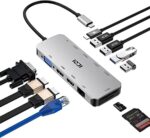 USB C Hub, ICZI 11-in-1 Thunderbolt 3 Multiport Adapter with Dual HDMI 4K, 4 USB-A Ports, Ethernet, VGA, PD 100W, SD/TF Card for Macbook Air/Pro, Mac Mini, Surface, Dell Xps