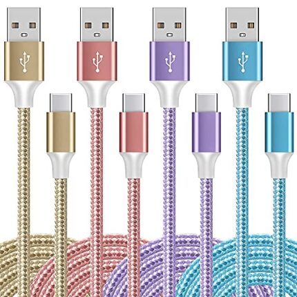 USB Type-C Cable 4-Pack (3+6+6+10ft) Fast Charging Cord, Quick Charging Type C Cable Compatible Samsung Galaxy S22 S21 S20 S9 S8 Plus, LG V30,V20,G6