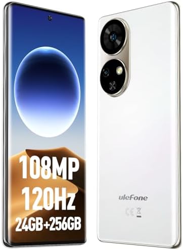 Ulefone Note 17 Pro Unlocked Smartphone, 108MP Rear Camera + 32MP Front Camera, 6.78" FHD+ AMOLED 120Hz Curved Screen, MTK Helio G99 24GB+256GB, Android 13, 5050mAh Cell Phones, White Mobile Phone NFC