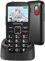 Ushining 4G Senior Cell Phone Unlocked SOS Big Button Senior Basic Phone High Volume 2.4 Inch Screen Unlocked Mobile Phone for Elderly with Charging Dock (Black)