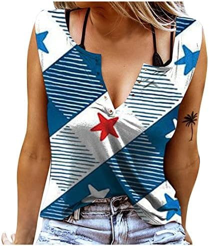 V Neck Ring Hole Tank Top for Women American Flag Print Tanks Tops Graphic Sleeveless Tee Shirt 4th of July Patriotic Shirts