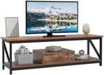 VERMESS TV Stand for 55 Inch TV with Storage for Living Room, Industrial Entertainment Center TV Console Table with Drawer, Sturdy Wooden TV Table with Metal Frame