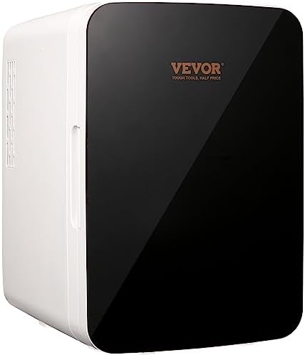 VEVOR Mini Fridge, 10L/12 Cans Compact Personal Fridge, AC/DC Portable Thermoelectric Cooler and Warmer Refrigerators, Skincare Fridge for Beverage, Snacks, Home, Office and Car, ETL Listed (Black)