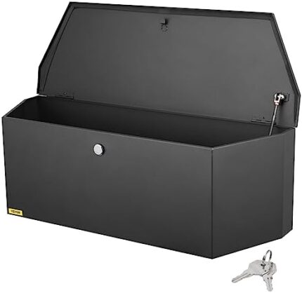 VEVOR Trailer Tongue Box, Carbon Steel Tongue Box Tool Chest, Heavy Duty Trailer Box Storage with Lock and Keys, Utility Trailer Tongue Tool Box for Pickup Truck Bed, RV Trailer, 36"x12"x12"