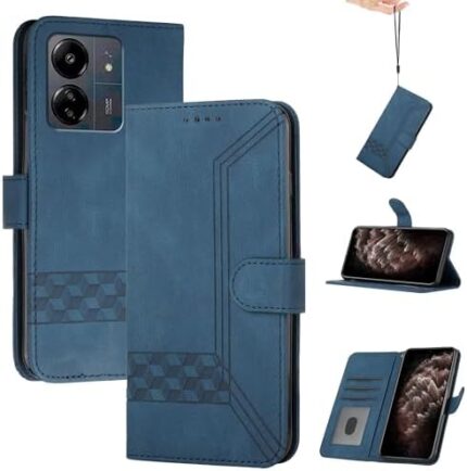 VKCOSE Xiaomi Redmi 13C Wallet Flip Case - Redmi 13C 2023 Folio Book Case Phone Cover with [Kickstand] [Card Holder] [Magnetic Closure] Shockproof PU Leather Shell Dark Blue