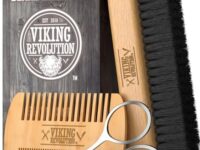 Viking Revolution - Beard Comb & Beard Brush For Men - Natural Boar Bristle Brush And Dual Pear Wood Comb - Gifts for Men - 3 Pieces