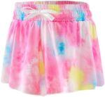 WAWSAM Girls Butterfly Shorts Running Shorts 2 in 1 Flowy Athletic Shorts Casual Skirt