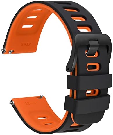 WOCCI Bicolor Watch Bands, Silicone Rubber, Quick Release Replacement Straps for Men and Women, Stainless Steel Buckle, Band Width 18mm 20mm 22mm