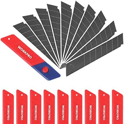 WORKPRO 100 Pack Snap Off Utility Knife Blades, Rust Proof 18 mm SK5 Steel Sharp Heavy Duty Replacement Box Cutter Blades