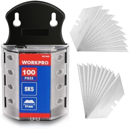 WORKPRO 100-pack SK5 Steel Utility Knife Blades Dispenser