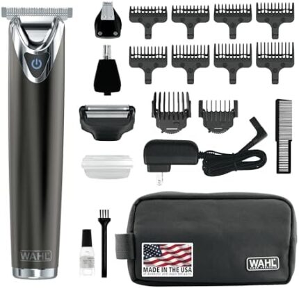 Wahl Clipper Slate Stainless Steel Lithium Ion Plus Beard Trimmers for Men, Electric Shavers, Nose Ear Trimmers, Rechargeable All in One Men's Grooming Kit, by the Brand used by Professionals, #9864