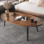 Walnut Oval Coffee Table Wooden Rustic Coffee Table Mid-Century Modern Oval Sofa Table Nesting Tables Center Table for Living Room Bedroom Office Furniture Easy Assembly (47.2")