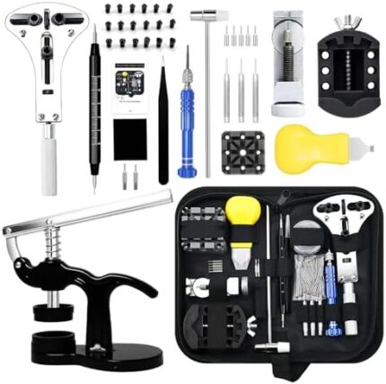 Watch Repair Kit, GLDCAPA Professional Watch Battery Replacement Kit, Watch Repair Tools with Carrying Case, Watch Link Removal Tool Kit, Watch Case Opener, Watch Press Set