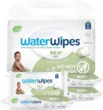 WaterWipes Plastic-Free Textured Clean, Toddler & Baby Wipes, 99.9% Water Based Wipes, Unscented & Hypoallergenic for Sensitive Skin, 240 Count (4 packs), Packaging May Vary