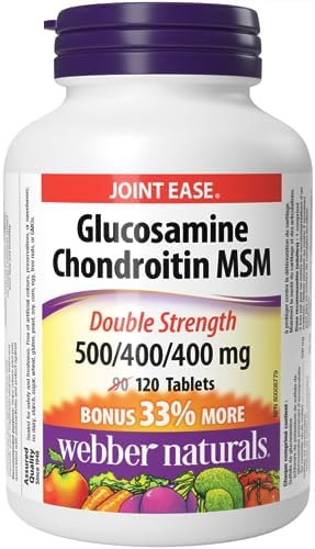 Webber Naturals Glucosamine Chondroitin MSM, Double Strength, 120 Tablets, Helps Relieve Joint Pain Associated with Osteoarthritis