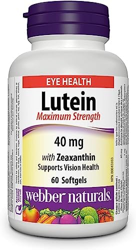 Webber Naturals Lutein 40 mg with Zeaxanthin, Maximum Strength, 60 Softgels, Supports Eye Health