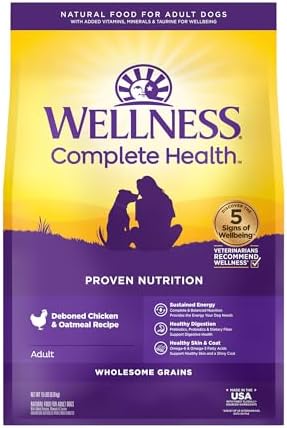 Wellness Natural Pet Food Complete Health Natural Dry Dog Food, Chicken & Oatmeal, 15-Pound Bag