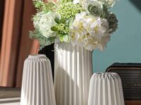 White Ceramic Vases -Set of 3 Flower Vase for Modern Home Decor,Nordic Minimalism Style for Wedding Party Bedroom Office Entryway Living Room & Bathroom Shelf Decor Centerpiece Table Decorations