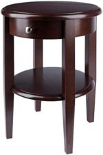 Winsome Wood Round End Table with Drawer and Shelf, Antique Walnut