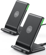 Wireless Charger, INIU [2 Pack] 15W Qi Certified Fast Wireless Charging Stand, Wireless Charging Station with Sleep-Friendly Adaptive Light for iPhone 16 15 14 13 12 Pro Max Plus Samsung Galaxy S21