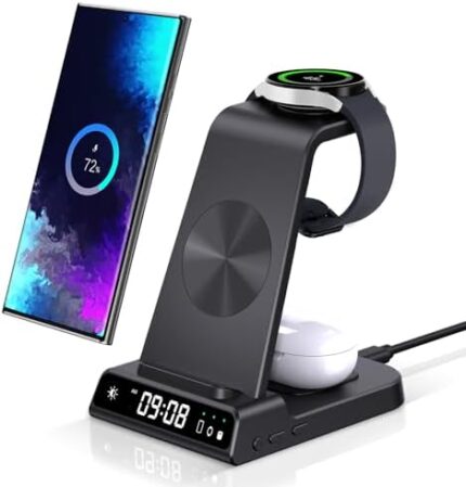 Wireless Charger for Samsung, 3 in 1 Wireless Charging Station for Samsung Galaxy S24 Ultra/S23 Ultra/S22/S21/Note 20/Z Flip 6/Fold 6, Charger for Samsung Galaxy Watch Ultra/7/6/5, Galaxy Buds 3/3 Pro