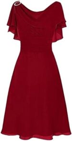 Women's Plus Size Chiffon Evening Dresses Flatter Cape Sleeve A-Line Dress Ruched High Waist Cocktail Party Dress S-4Xl