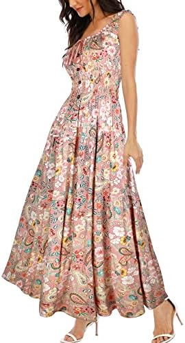 Women’s Sleeveless Summer Flowy Printed Boho Maxi Long Dress Dresses for Wedding Guest