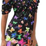 Womens Summer Dresses Sexy Cold Shoulder Floral Flowy T-Shirt Dress 2024 Vacation Beach Tunic Cover Up Dress Loose Sundresses